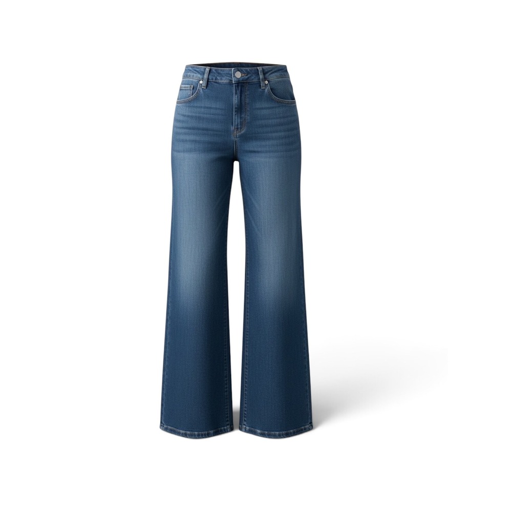 LOFT The Palazzo High Rise Wide Leg Jeans Medium Wash Blue 100% Cotton Size 25 0